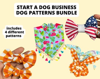 Start a Dog Business Dog Patterns Bundle - Slide On- Dog Bandana Pattern with Elastic- Elastic Dog Bandana Pattern-  Dog Pattern Printable