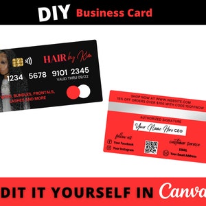 Business Card with QR Code, Credit Card Style, Credit Business Card, DIY Business Card, Credit Card Styled, Credit Card Design, Red
