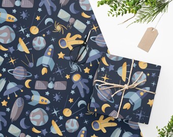 Space Theme Wrapping Paper - Etsy