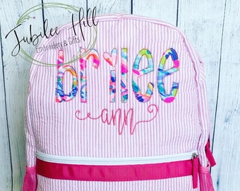 Bright LP Fabric Applique Name Backpack/Diaper Bag