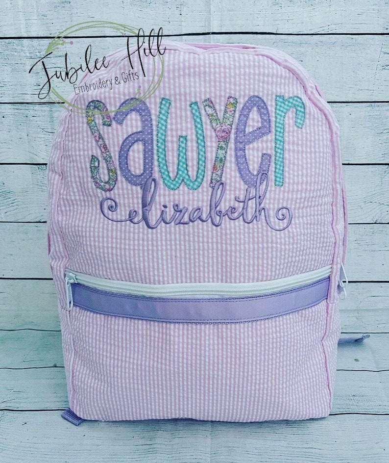 Pink Seersucker Backpack With Purple Accents and Floral/purple - Etsy