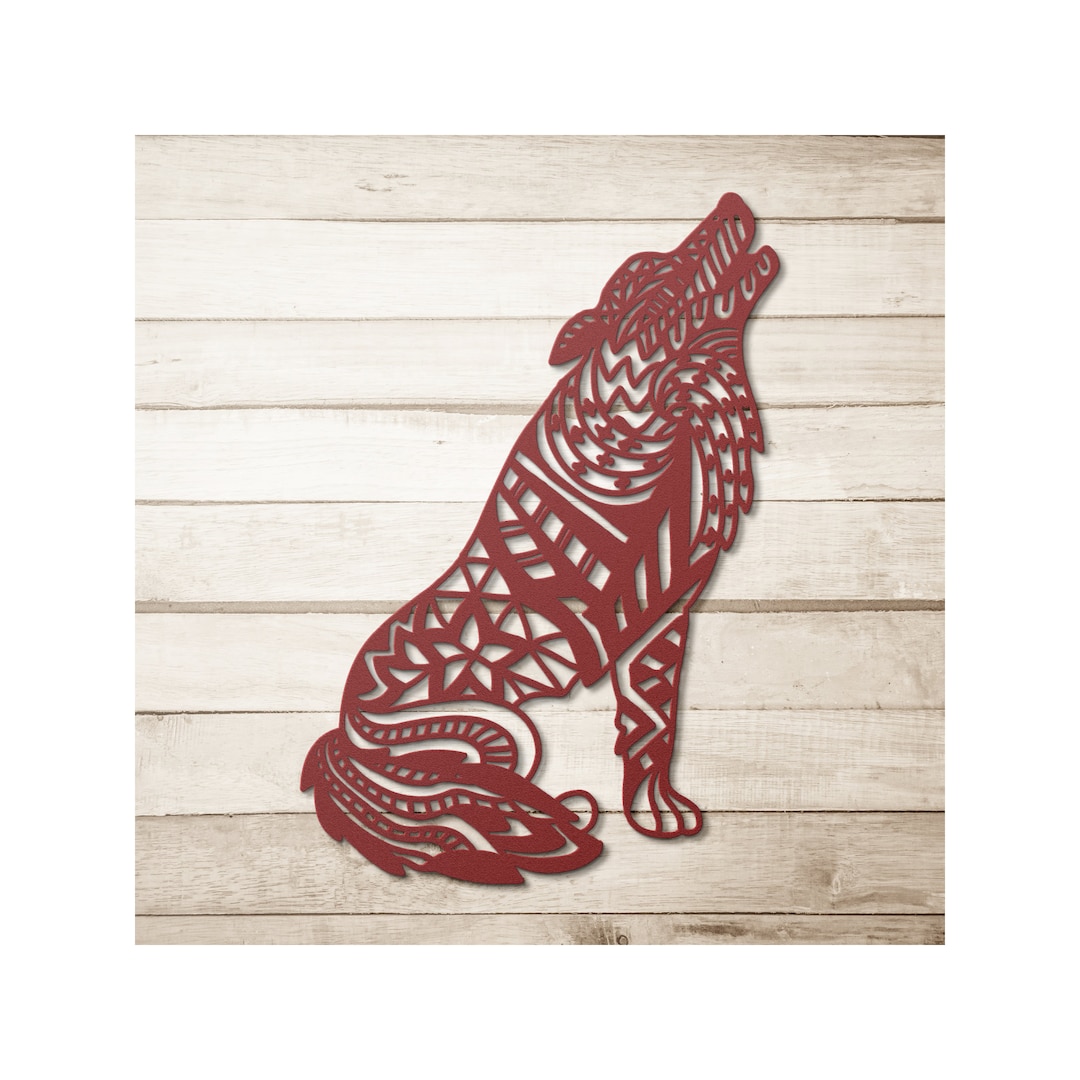 Howling Wolf Metal Wall Art Etsy
