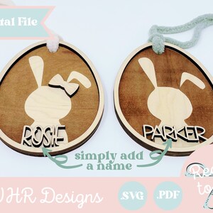 Digital Easter Basket Tag, Easter Bunny Basket Tag SVG, Easter Egg Basket Tag Digital Cut File, Easter Gift SVG