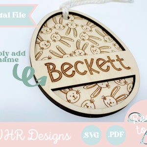 Digitale Ostern Korb Tag, SVG, Osterhase Korb Tag SVG, Osterei Korb Tag geschnitten Datei, Glowforge Laser Cut Datei