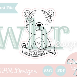 SVG, Valentine's Day Card Digital File, Bear Candy Holder Valentine Glowforge File, Valentine Card Laser SVG, Valentine Glowforge Cut File, image 7