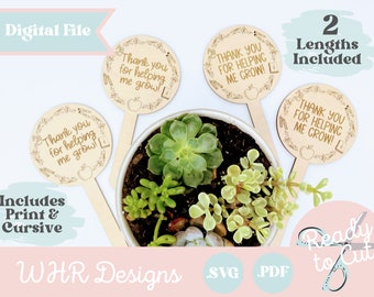 SVG, Digital Teacher Appreciation Plant Stake Download, Teacher Plant Marker Cut File, Teacher Plant Stake Glowforge File