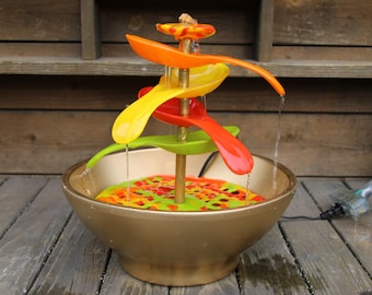 Fountain, Fused Glass, Inside, Outside Fountain, Kitchen Fountain, Bird Bath, Colorful, Spoon Rest Fountain, Original, Artistic, Fountain