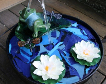 Spitting Frog Fountain, Fused Glass Fountains, Ponds, Green Frogs, Tree Frogs, Lilly Pads, One Of A Kind Fountains, Mother's Day, Swamps
