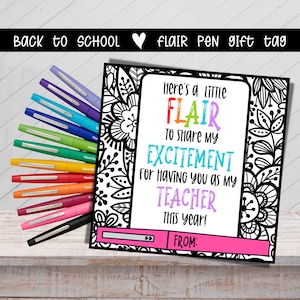 Flair Pen Gift Tag, Back to School Gift Tag, Teacher Gift, Back to School, Meet the Teacher Gift, Teacher Gift Tag, Printable Gift Tag