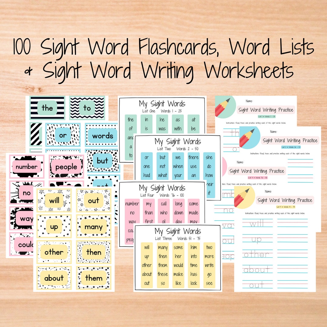 Kindergarten Sight Word Flashcards, High Frequency Words, Learning to ...