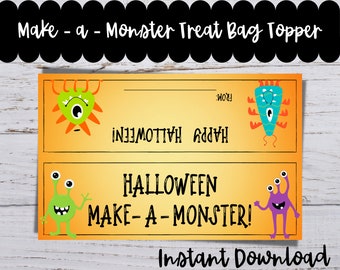 Halloween Make-A-Monster Bag Topper (Instant Download)