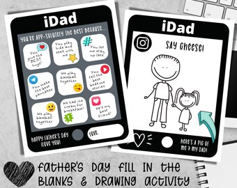 Father's Day Fill-In Questionnaire, Drawing Activity (Instant Download)