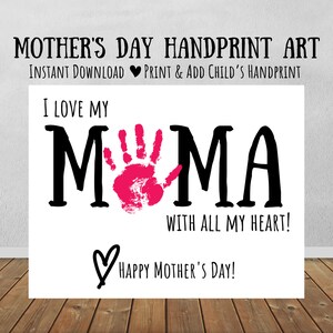 Arte dell'impronta della festa della mamma, arte dell'impronta della mamma, arte dell'impronta della mamma per i più piccoli, stampabile della festa della mamma, impronta del bambino, ti amo mamma