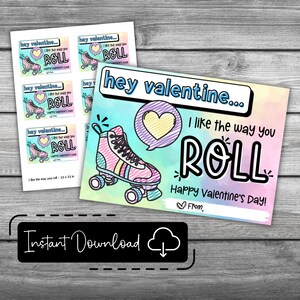 Ich mag die Art und Weise, wie du rollst, druckbare Valentinstagskarten, Obst-Roll-Up-Valentinsgrüße, Valentinstagskarten für Kinder, Valentinstagskarten zum sofortigen Download