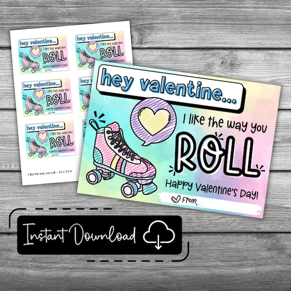 I Like The Way You Roll Printable Valentines Day Cards, Fruit Roll Up Valentines, Valentines Day Cards for Kids, Instant Download Valentines