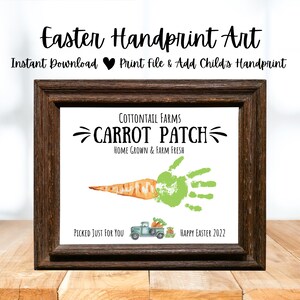 Carrot Patch Handprint, Easter Handprint, Handprint Art for Toddlers, Carrot Handprint, Handprint Craft for kids, Easter Crafts, Printable