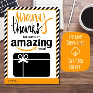 Porta-cartão-presente para professores, Porta-cartões-presente da Amazon, Presente para professores de fim de ano, Presentes para professores, Apreciação de funcionários, para impressão, download