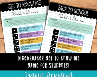 Back to School Icebreaker Game, Get to Know Me Activity (PDF Files)