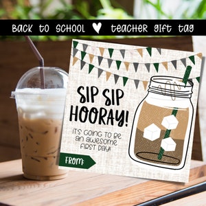 Sip Sip Hooray Gift Tag, Back to School Gift Tag, Teacher Gift, Back to School, Meet the Teacher Gift, Teacher Gift Tag, Printable Gift Tag