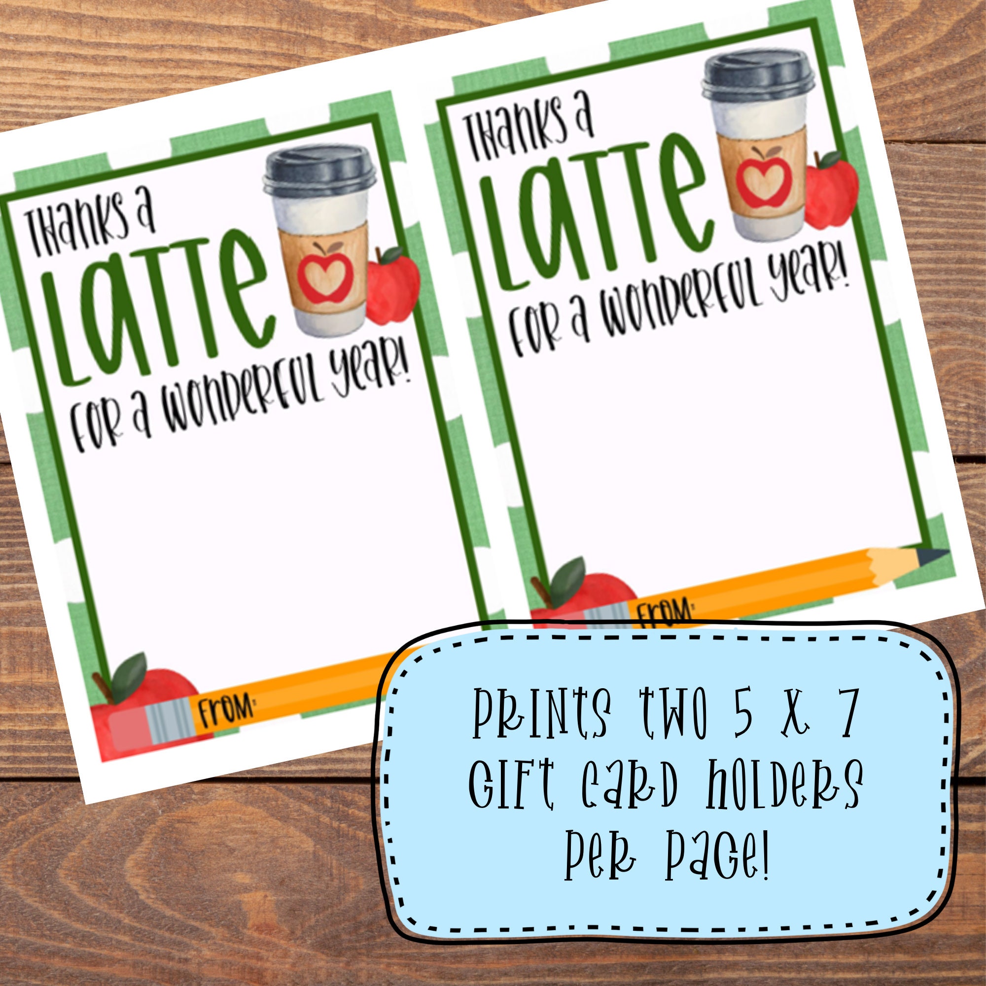 Thanks a Latte, Coffee Gift Card Holder, Starbucks, End of Year Teacher ...