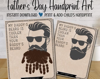 Fathers Day Handprint Art, My Daddy's Beard, Child Handprint gift, Handprint Gift, Handprint Art for Kids, Fathers Day Gift, Handprint gifts