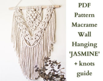 PDF Pattern Small Macrame Wall Hanging, Instant download and Printable, DIY Macrame Project, Beginner to Intermediate Tutorial, Gifts Idea