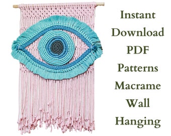 PDF Pattern Eye Macrame Wall Hanging, Evil Eye Macrame, Eye Wall Art, Unique Macrame DIY Project, Step-by-step Instructions, DIY for adult