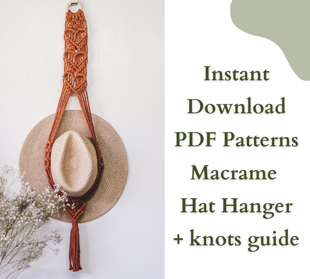 Macrame Cap Pattern Pdf Free PDF Pattern Macrame Hat Hanger - Talulah, Love Heart Hat Holder, DIY ...