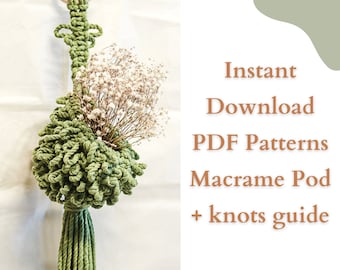 PDF Pattern Macrame Hanging Pod DIY Macrame Bird nest Step-by-step Instructions Knots Guide Beginner Friendly Fun Home Decor Plant Display