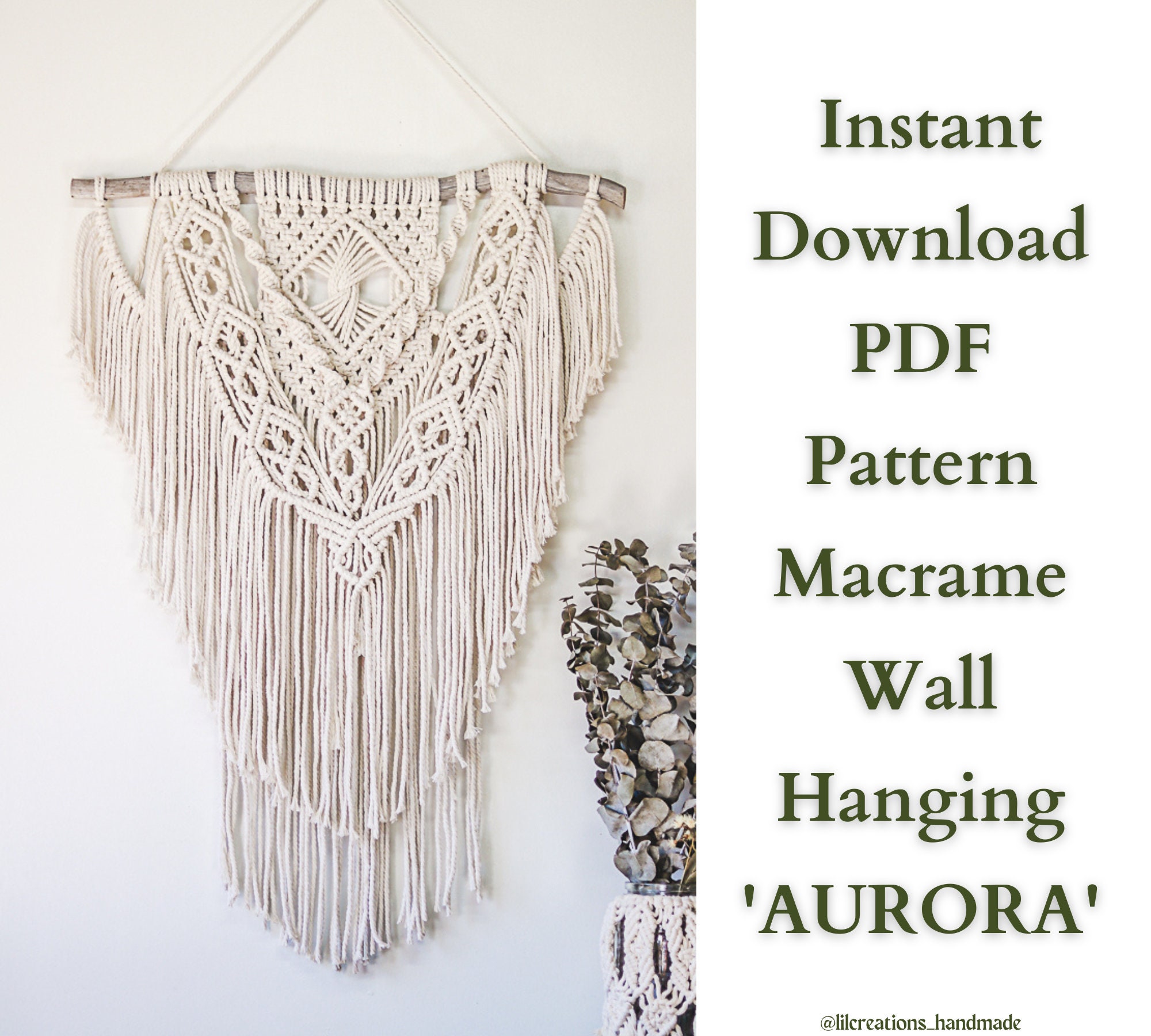 PDF Pattern Macrame Wall Hanging AURORA Instant Download and Etsy
