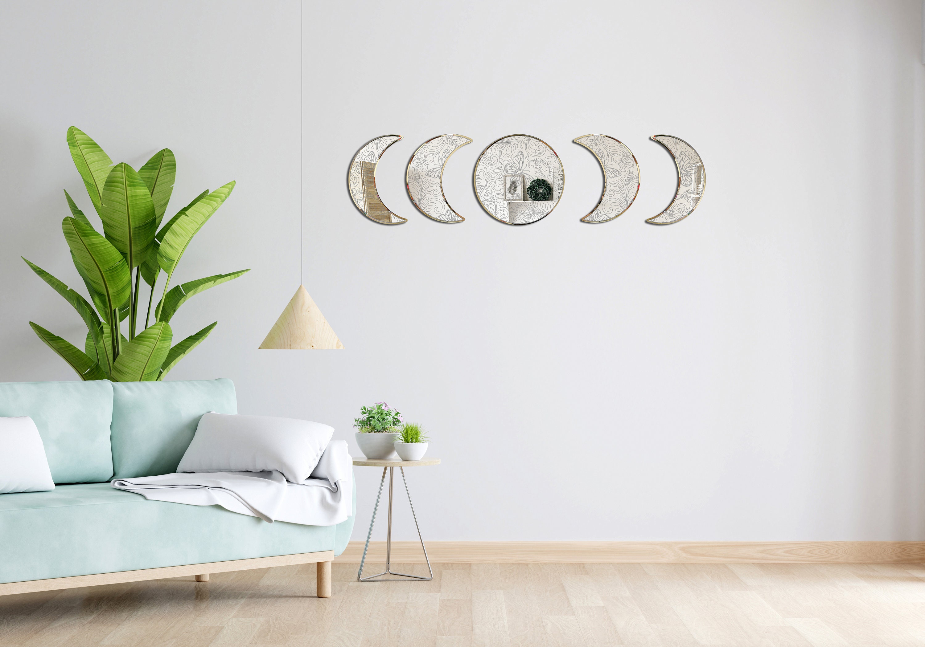 The Phases of the Moon Wall Mirror Set of 5 Moon Decoration Etsy