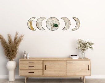 Moon Phase Wall Decor, Moon Decoration, Moon Mirror for Living Room, Crescent Mirror, Wall Decor, Boho Wall Decor, Moon Living Room Decor