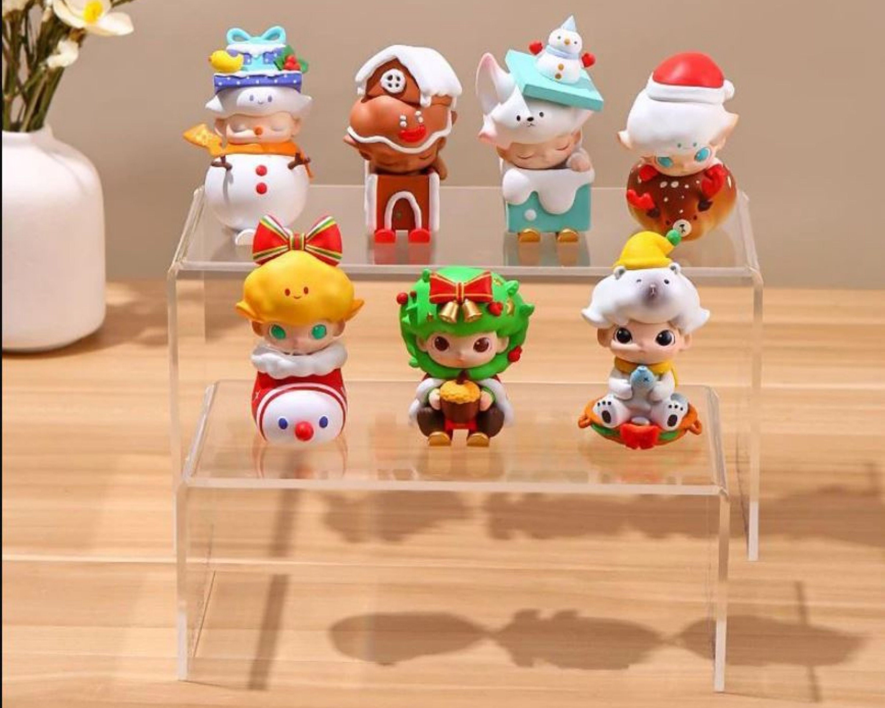 5 x Acryl-Display-Erhöhungen, 5 Größen, transparenter Produktständer, Schmuck-Display-Erhöhung, Regal, Vitrine, Befestigungen für Sammlerstücke, Figuren-Display