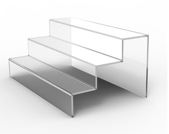 HERCHR Supports d'affichage Transparents en Acrylique, Lot de 3 Affichage Riser Acrylique Clair Étagères de Vitrine Présentoir pour Figurines, Bijoux, Gateau