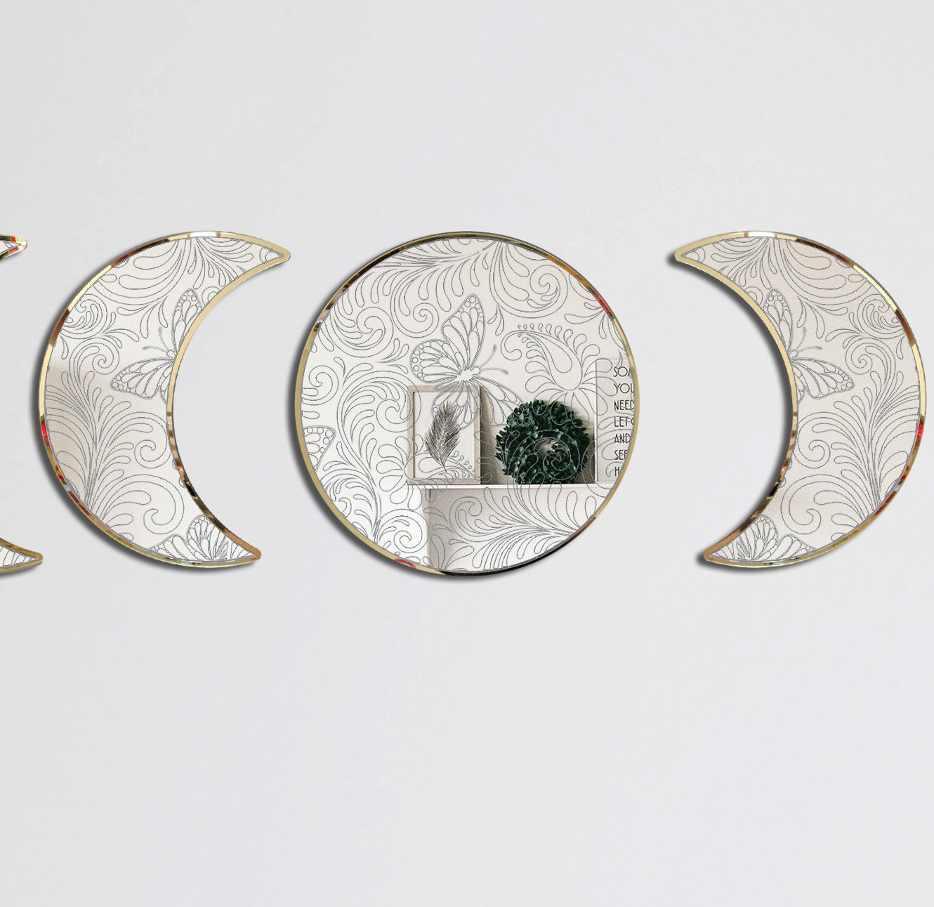 The Phases of the Moon Wall Mirror Set of 5 Moon Decoration Etsy