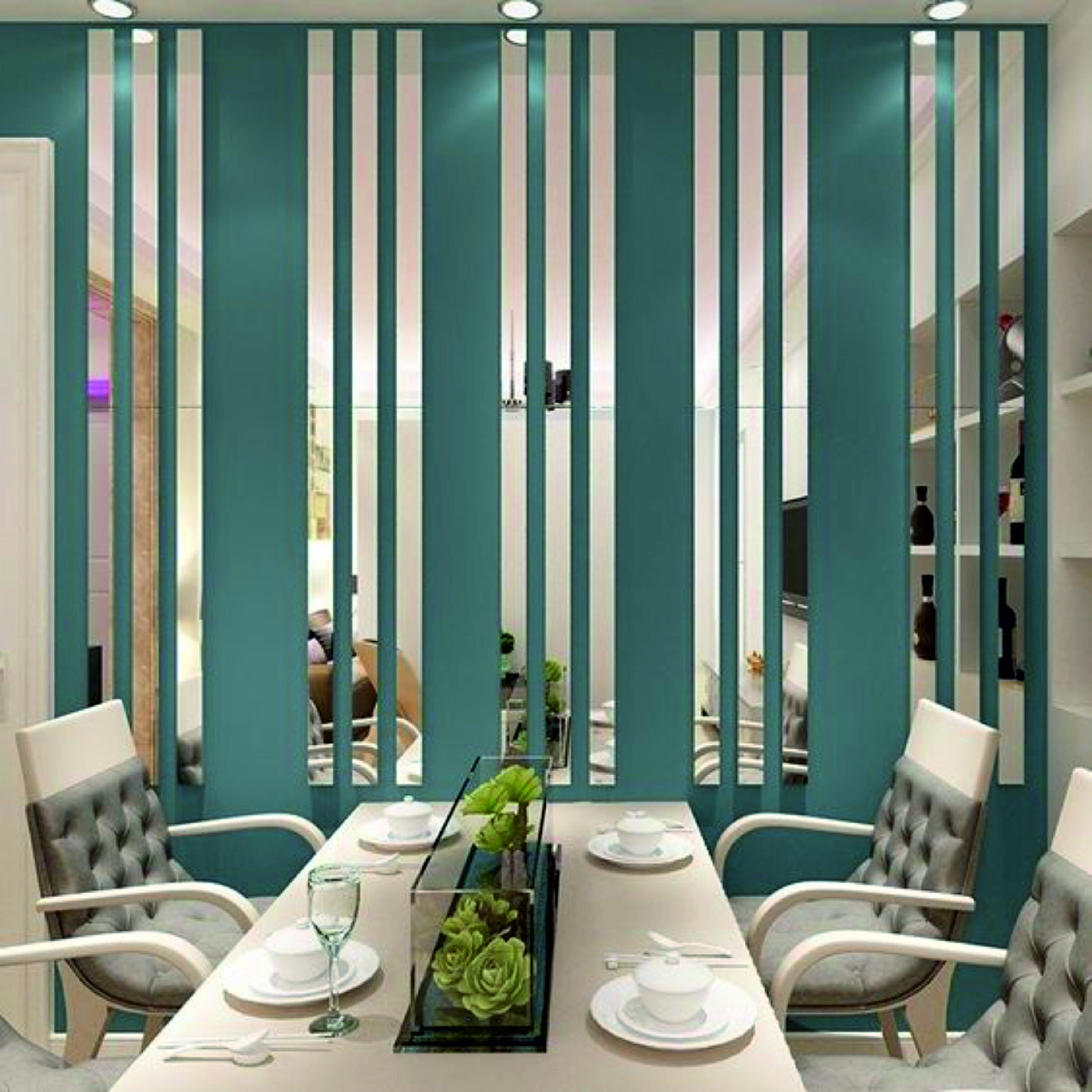 Strip Mirror Decor, 3D Wall Strip Mirror 10Pcs, Decor Acrylic Self Adhesive for wall, (0,8 inch ( 2mm )  Thickness DIY Home and Office Decor