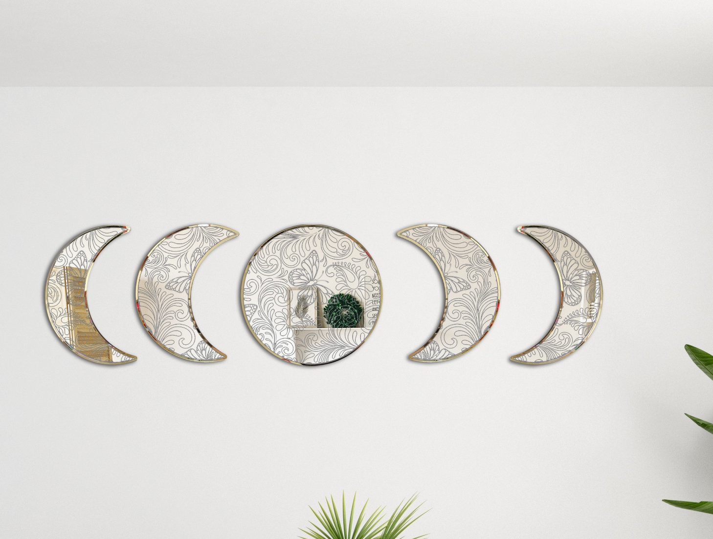 The Phases of the Moon Wall Mirror Set of 5 Moon Decoration Etsy