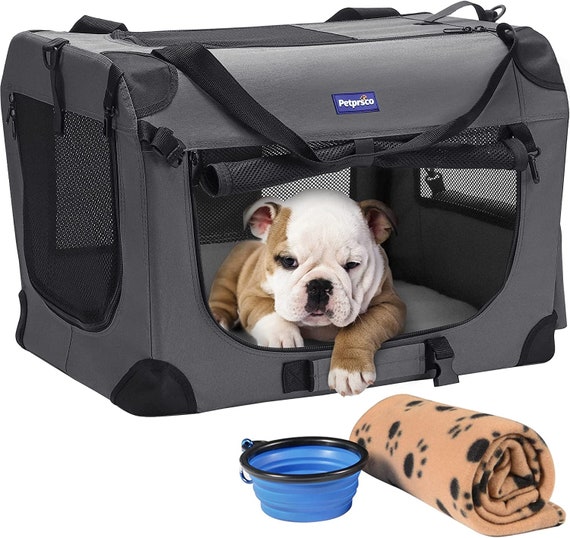 Portable Collapsible Dog Crate, Travel Dog Crate 24X17x17 With Soft Warm  Blanket And Foldable Bowl For Large Cats & Small Dogs Indoor And Outdoor