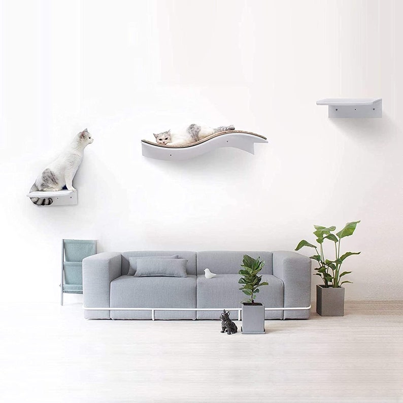 Cat Bed Wall Mounted Shelves Curved Cat Furniture Climbing Etsy