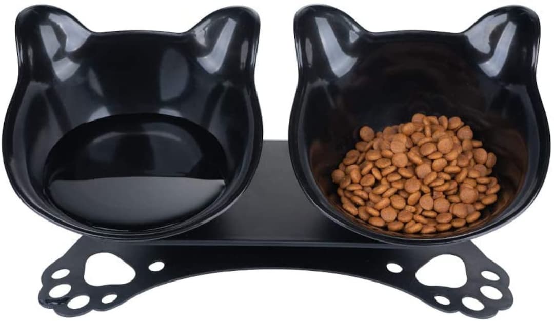Anti Vomiting Cat Bowls Elevated Tilted Cat Food Bowl, Raised Plastic