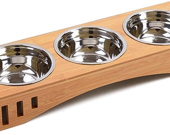 elevated bamboo dog bowls