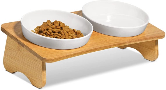 Adjustable Pet Double Bowls Dog Cat Food Water Feeder Elevated Raised Stand  Dish