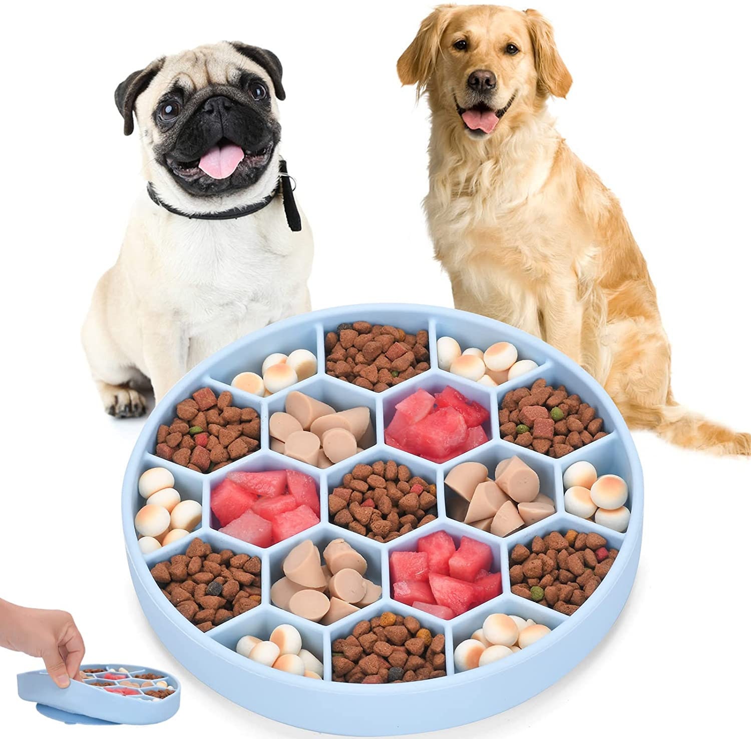 Happy Date Slow Feeder Dog Bowl, Puzzle Dog Food Bowl Anti-Gulping  Interactive Dog Bowl and Water Dog Bowl for Small/Medium Sized Dogs 