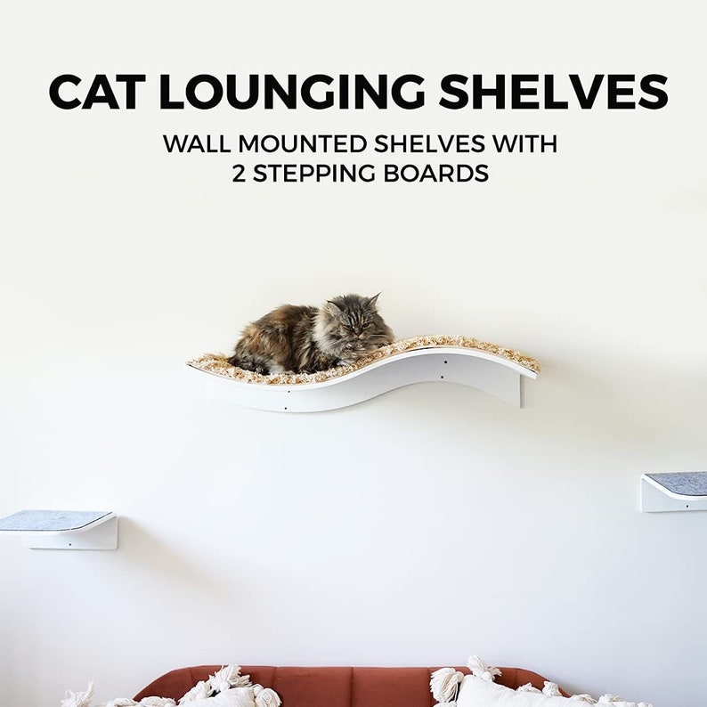 Cat Bed Wall Mounted Shelves Curved Cat Furniture Climbing Etsy
