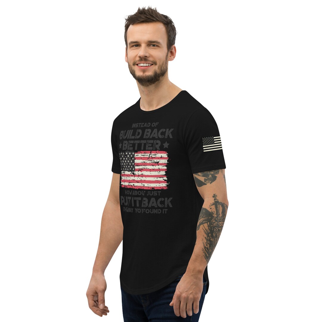 Build Back Better Black Design Men's Curved Hem T-shirt - Etsy