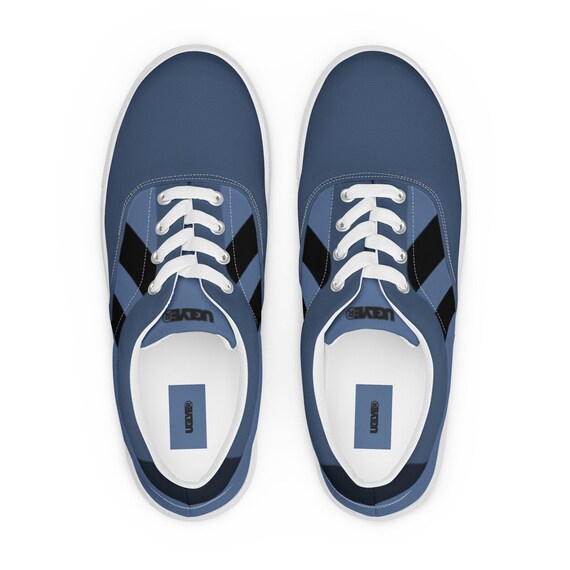 Blue canvas shoes for school hotsell