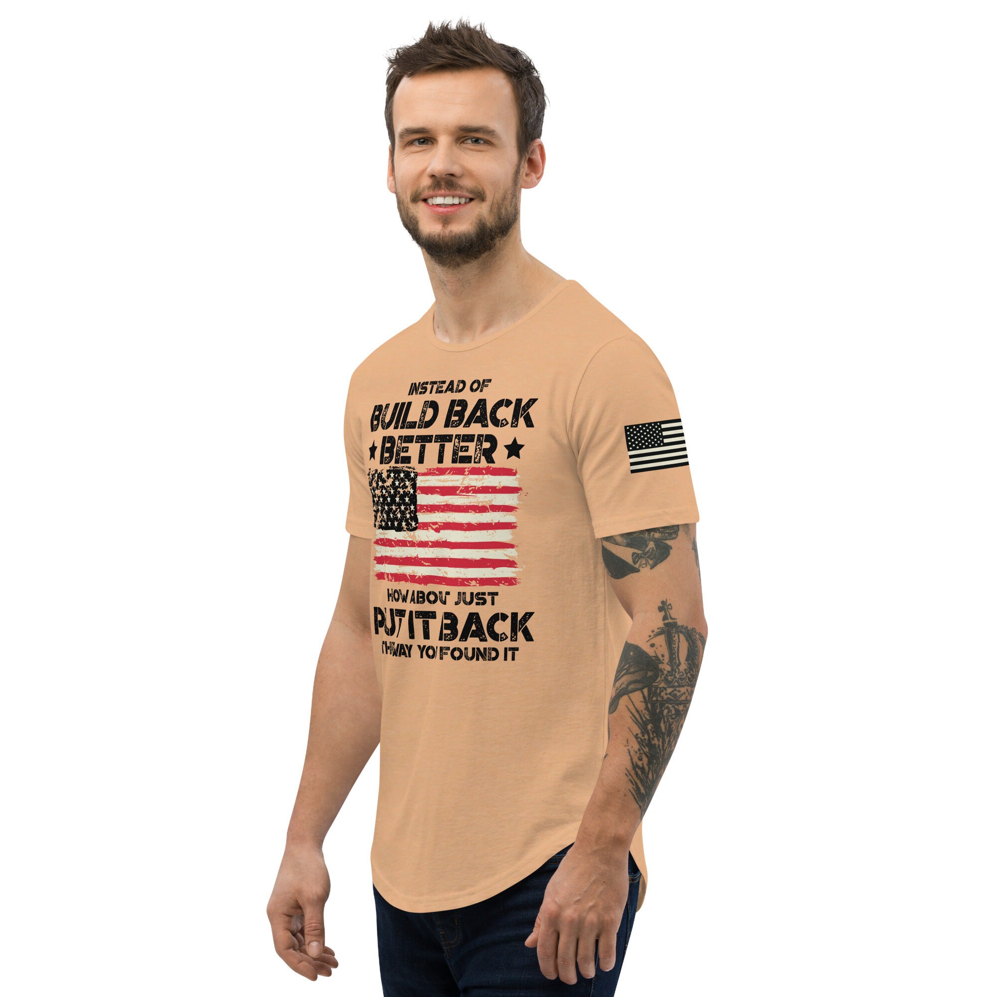 Build Back Better Black Design Men's Curved Hem T-shirt - Etsy