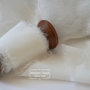 5yds Raw Frayed Edge Off White Chiffon Ribbon 5cm Wedding Decorations | Place Card DIY | Gift Wrapping | Flower bouquet | Party decorations