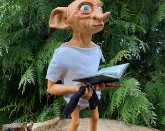 Estatua de Dobby elfo doméstico, pintada a mano, Harry Potter, Regalo para él y ella, Fanáticos del cine, Fanáticos de la novela.