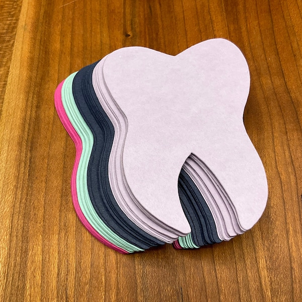 Tooth Die Cut Set of 24 // Paper Card Stock Tooth Cut Out // Multiple Sizes and Colors